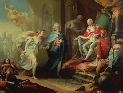Godoy apresentando a paz a Carlos IV, 1796 de José Aparicio