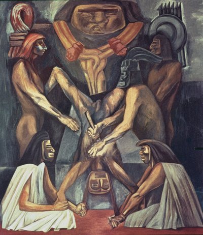 Sacrifício Humano Antigo. de A Época da Civilização Americana de José Clemente Orozco