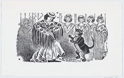 Uma mulher dançando com um gato de terno, ca. 1880-1910., c. 1880-1910. de José Guadalupe Posada