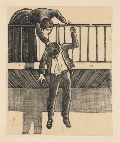 Uma mulher descobrindo um homem que se suicidou ao enforcar-se num baile..., ca. 1900-1910. de José Guadalupe Posada