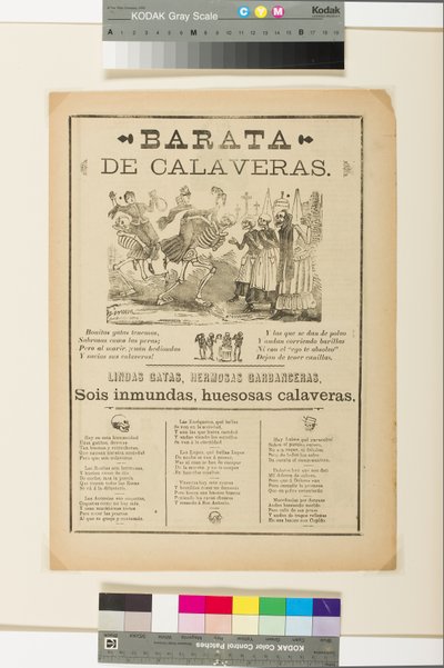 Broadside: Skull Sale, c.1890 (litografia em papel de jornal) de José Guadalupe Posada
