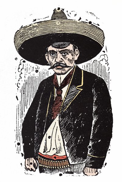 Emiliano Zapata (1880-1919), revolucionário mexicano. Xilografia de Jose Guadalupe Posada (1852-1913). de José Guadalupe Posada