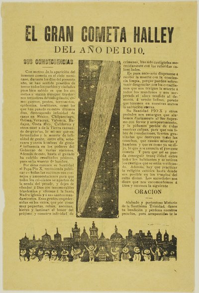O Cometa do Grande Halley, 1899, publicado em 1910 de José Guadalupe Posada