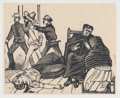 O duplo assassinato em Puente de los Gallos, ca. 1905-1910., c. 1905-1910. de José Guadalupe Posada