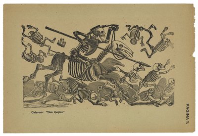 Os crânios de Dom Quixote, c.1910-13, imprimiram 1943 (foto-relevo gravura com gravura) de José Guadalupe Posada