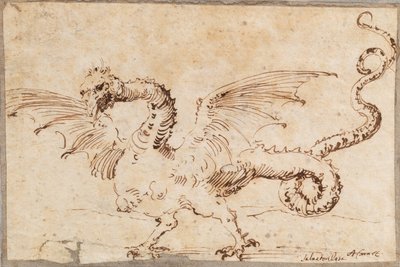 Estudo de um dragão, década de 1620. de José Ribera de