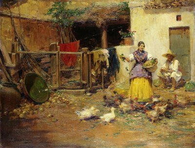Alimentando as Galinhas de Jose Benlliure y Gil