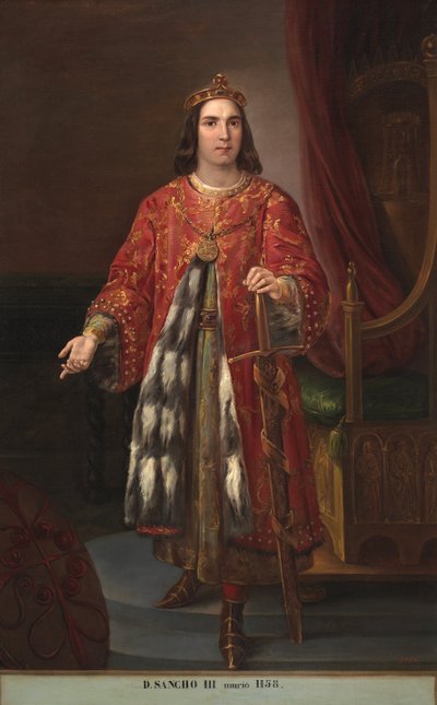 Portrait du roi Sanche III de Castille (1134-1158) (Retrato do rei Sancho III de Castela) Pintura de Jose Castelaro y Perea (1800-1873) 1850 Palais de las Cortes, Madrid de José Castelaro y Perea