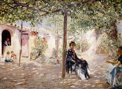 Senhoras em um pátio banhado pelo sol, de Jose Gallegos Arnosa
