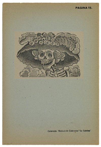 Calavera de la Catrina, c.1910, impresso em 1943 (gravura em foto-relevo com gravura) de José Guadalupe Posada