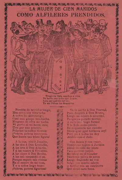 Die Frau mit hundert Ehemännern - Wie festgesteckte Nadeln de José Guadalupe Posada