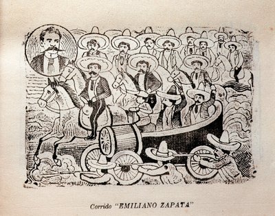 México. Revolução Mexicana "Corrido Emiliano Zapata" (gravura) de José Guadalupe Posada