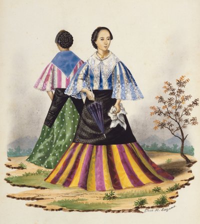 Manila e seus arredores: Mestiças promenading de Jose Honorato Lozano