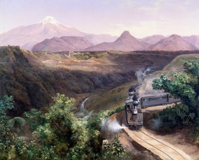 Vista do Pico de Orizaba stratovolcano no México (óleo sobre tela, final do século XIX) de José María Velasco