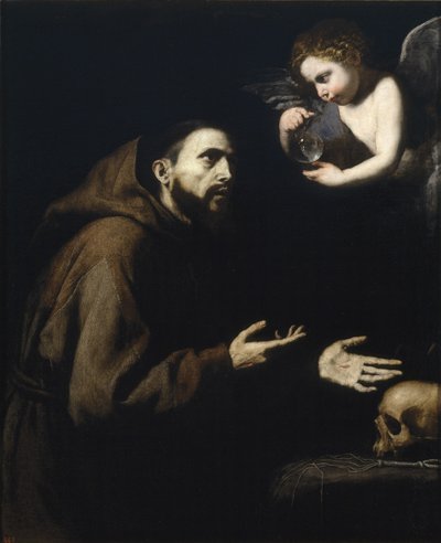 Franz von Assisi und der Engel mit der Wasserflasche, 1636-1637 von Jusepe de Ribera