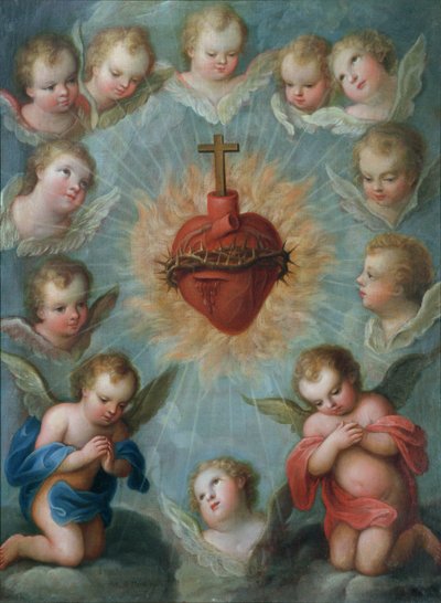 Sagrado Coração de Jesus rodeado de anjos, c.1775 de Jose de or Joseph Paez