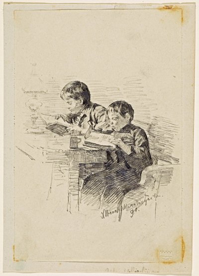 Meninos de leitura de Josef Albrechtskirchinger