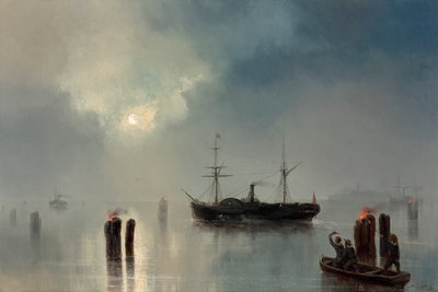 Passeio nocturno na lagoa de Josef Carl Berthold Püttner