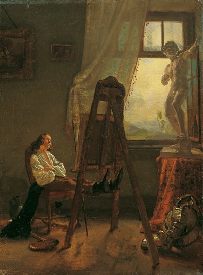 O pintor adormecido no estúdio de Josef Danhauser