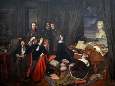 Franz Liszt Fantasiando no piano, 1840 de Josef Danhauser