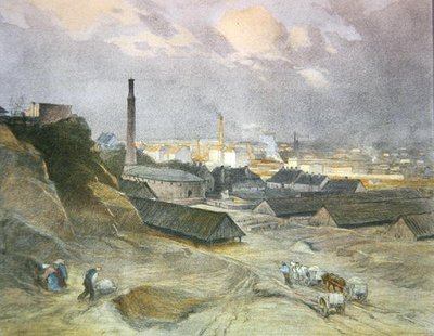 Brickworks at Heiligenstadt, publicado em Viena (cor litho) de Josef Danilowatz