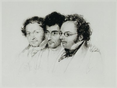Johann Baptist Jenger, Anselm Huettenbrenner e Franz Schubert ... de Josef Eduard Teltscher