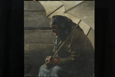 Velha vendedora de mercado com guarda-chuva de Josef Engelhart