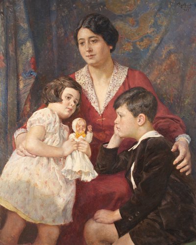 A Sra. Hirsch com os seus filhos de Josef Engelhart