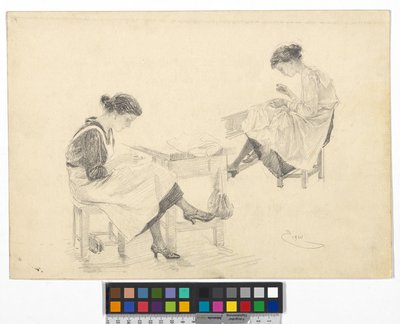 Estudos de costureiras de Josef Engelhart