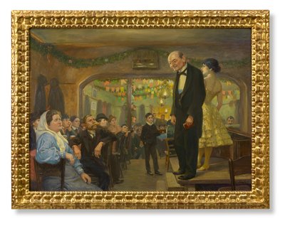 Espetáculo de cantores populares (Jean Meneghini e Mizzi Lang) numa estalagem suburbana de Viena de Josef Engelhart