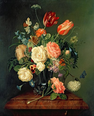 Ainda vida com flores misturadas de Josef Holstayn