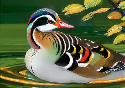 Animais: pato mandarim 1 de Josef Johann Michel