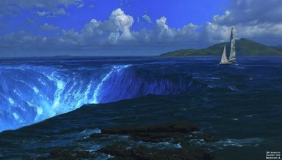 JJM recria Bierstadt-A: Cataratas do Niágara (com barco à vela) de Josef Johann Michel
