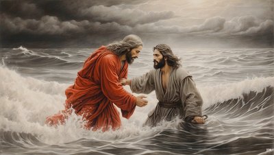 Jesus_de_Nazaré_salva_Simão_Pedro_do_afogamento_02 de Josef Johann Michel