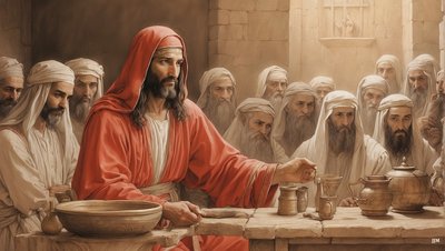 Jesus_diz aos serventes_encher as bilhas de água_Casamento de Canaan_02 de Josef Johann Michel