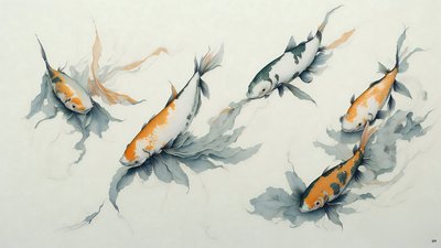 pintura a tinta: Carpa koi_01 de Josef Johann Michel
