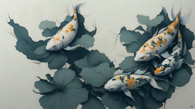 pintura a tinta: Carpa koi peixe_04 de Josef Johann Michel