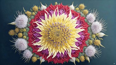 mandala: Cardo com elementos de flor_01 de Josef Johann Michel