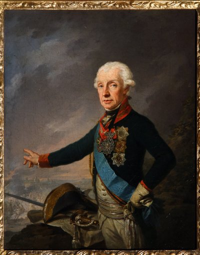 Portrait du marechal generalissime Príncipe Alexandre Souvorov (1729-1800). (Retrato do Marechal Generalissimo Príncipe A. Suvorov). Peinture de Josef Kreuzinger (1757-1829), huile sur toile de Josef Kreuzinger