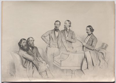 Compositores austríacos; Heinrich Proch, Franz von Suppé, Karl Binder, Anton Emil Titl, Anton Maria Storch de Josef Kriehuber