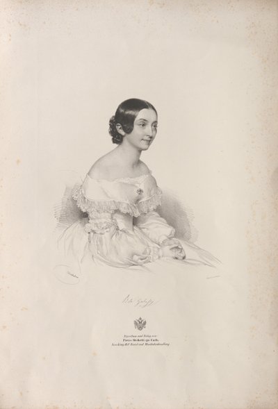 Retrato da cantora de ópera Rita Gabussi 1810-1891, 1840. de Josef Kriehuber