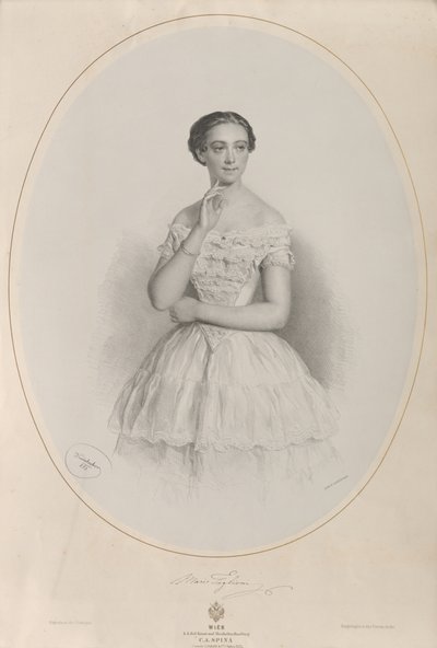Retrato da bailarina Marie Taglioni 1804-1884, 1853. de Josef Kriehuber