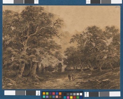 Paisagem florestal com figuras de Josef Kriehuber