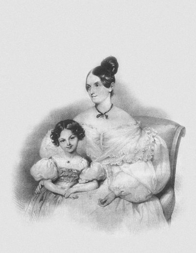 Retrato de Olga Narychkina Potocki com sua filha Sophie 1802-1861, 1835 de Josef Nikolaus Kriehuber