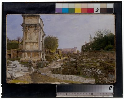 O Fórum Romano com o Arco de Tito e o Coliseu de Josef Theodor Hansen