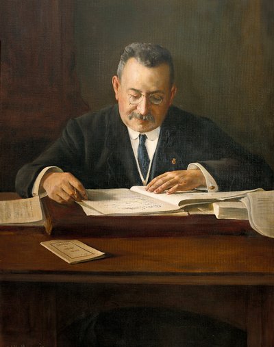 Retrato de Enric Prat de la Riba (1870-1917), político nacionalista catalão, século XX (pintura) de Josep Maria Marquès i Puig