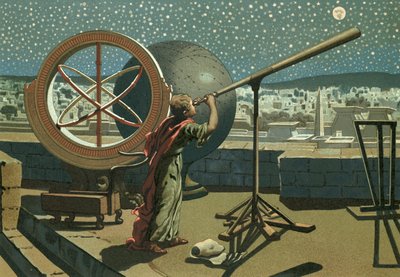 Hiparco no observatório em Alexandria de Josep or Jose Planella Coromina