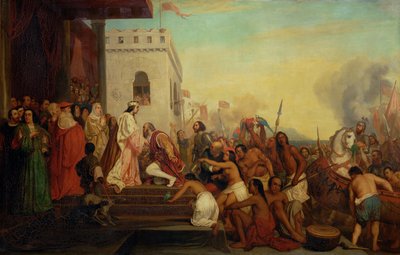 Cristóvão Colombo recebido por Fernando II e Isabel, a Católica, aquando do seu regresso das Índias ... de Joseph Nicolas Robert Fleury