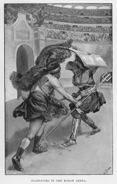 Gladiadores na Arena Romana (litho) de Joseph (after) Finnemore