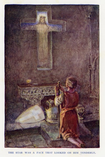 Ilustração para Sir Knight of the Splendid Way (cor litho) de Joseph (after) Finnemore